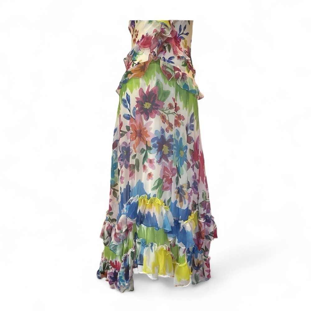 PatBO Bloom Maxi Dress NWT Small Multicolor Ruffle Hem Floral Vacation Resort - Picture 12 of 16